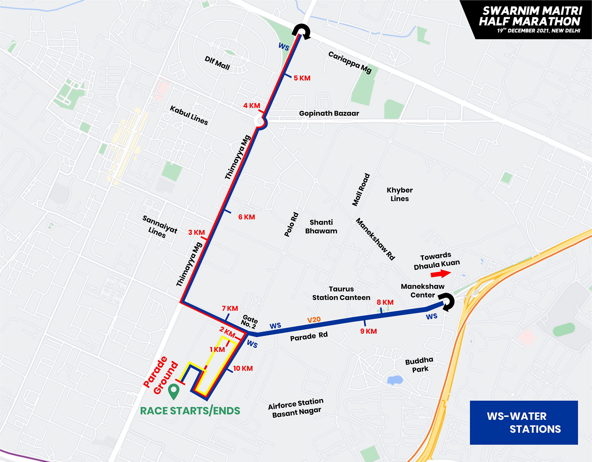 Route Map Swarnim Maitri Half Marathon